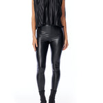 Black faux leather legging - front view