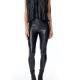 Black faux leather legging - front view