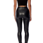 vegan leather legging with a medium rise and flattering fit in black