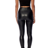 vegan leather legging with a medium rise and flattering fit in black
