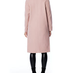 vegan jacket featuring a flattering slim fit, open front, pointed collar and side slits in blush