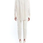 button up blouse made with faux silk in ivory