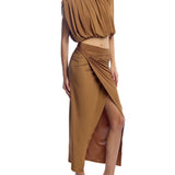 Ferris Draped Midi Skirt