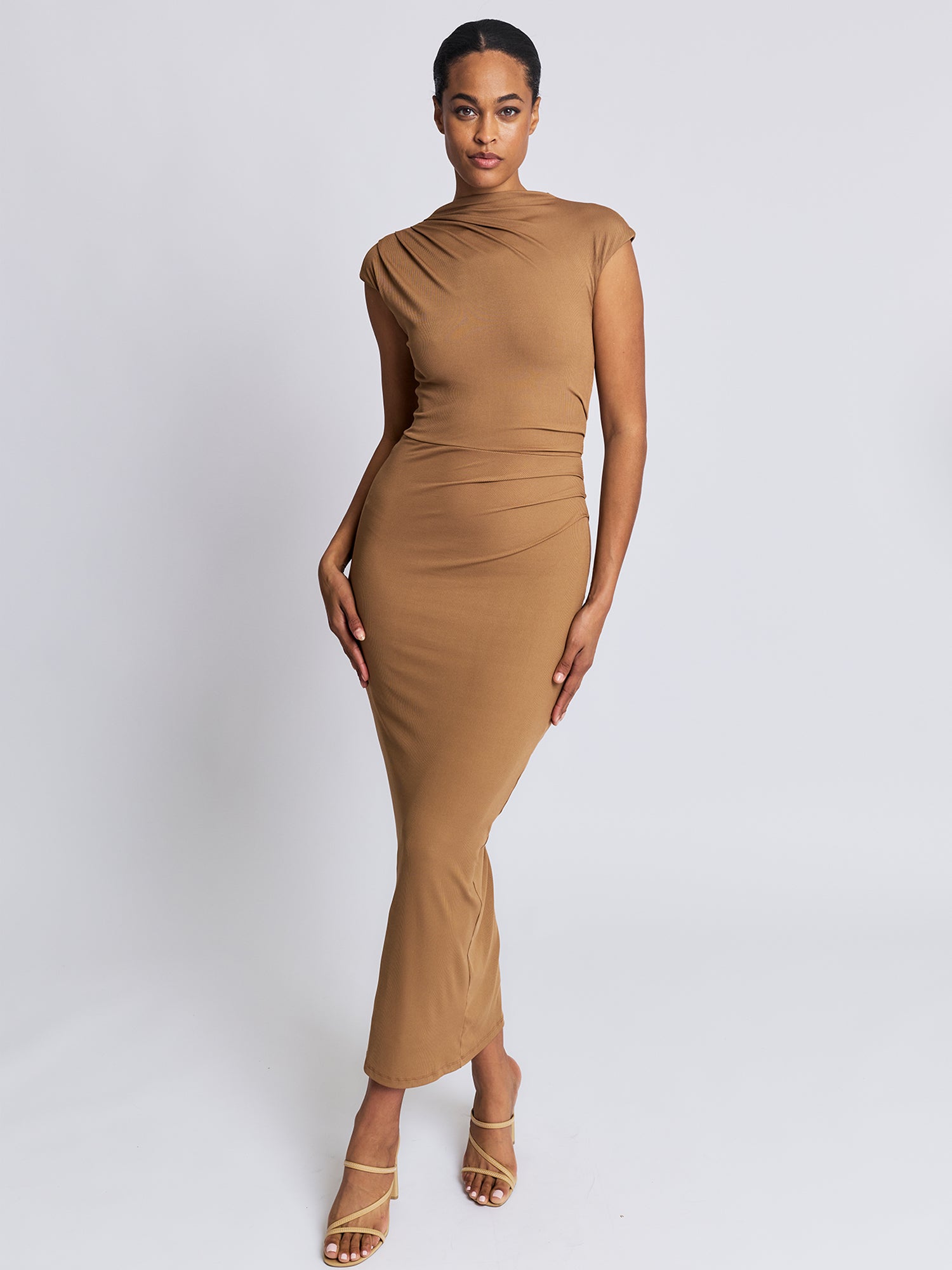 presley midi dress London Times Presley Matte Jersey Midi Dress In Green And Ivory Deja Nu Tx