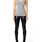 casual sleeveless, v-neck tank with and banded neckline and arm holes in heather grey
