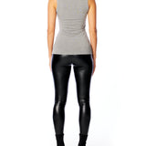 casual sleeveless, v-neck tank with and banded neckline and arm holes in heather grey
