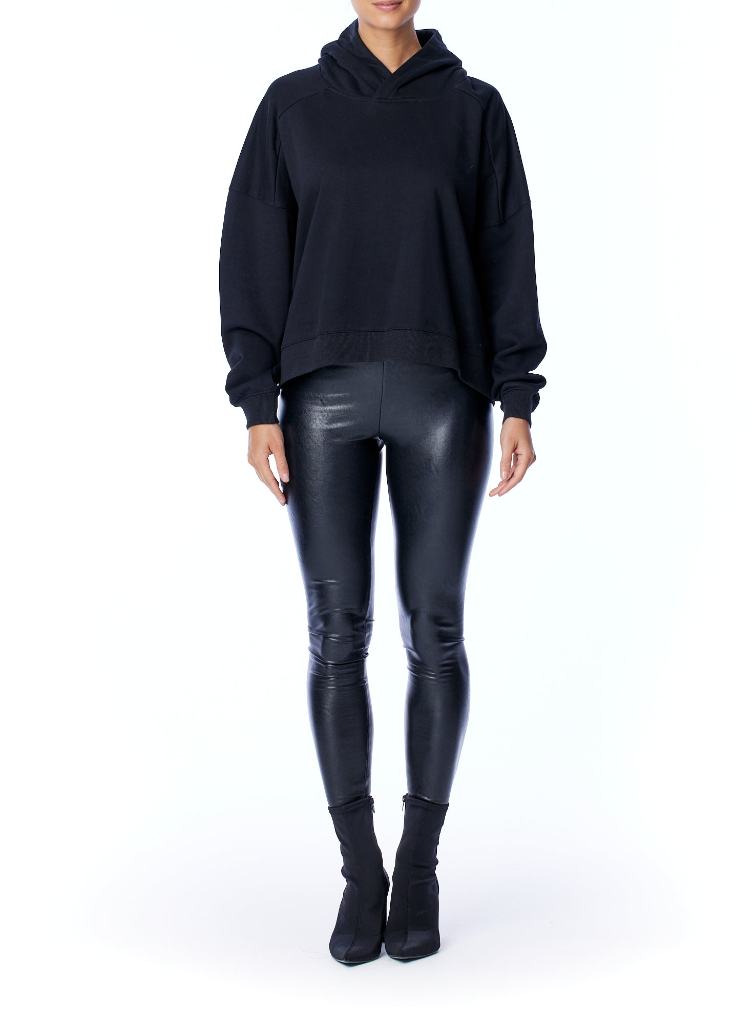 Hoodie with long sleeves, hood, arm seam detailing, ribbed hem and cuffs in black