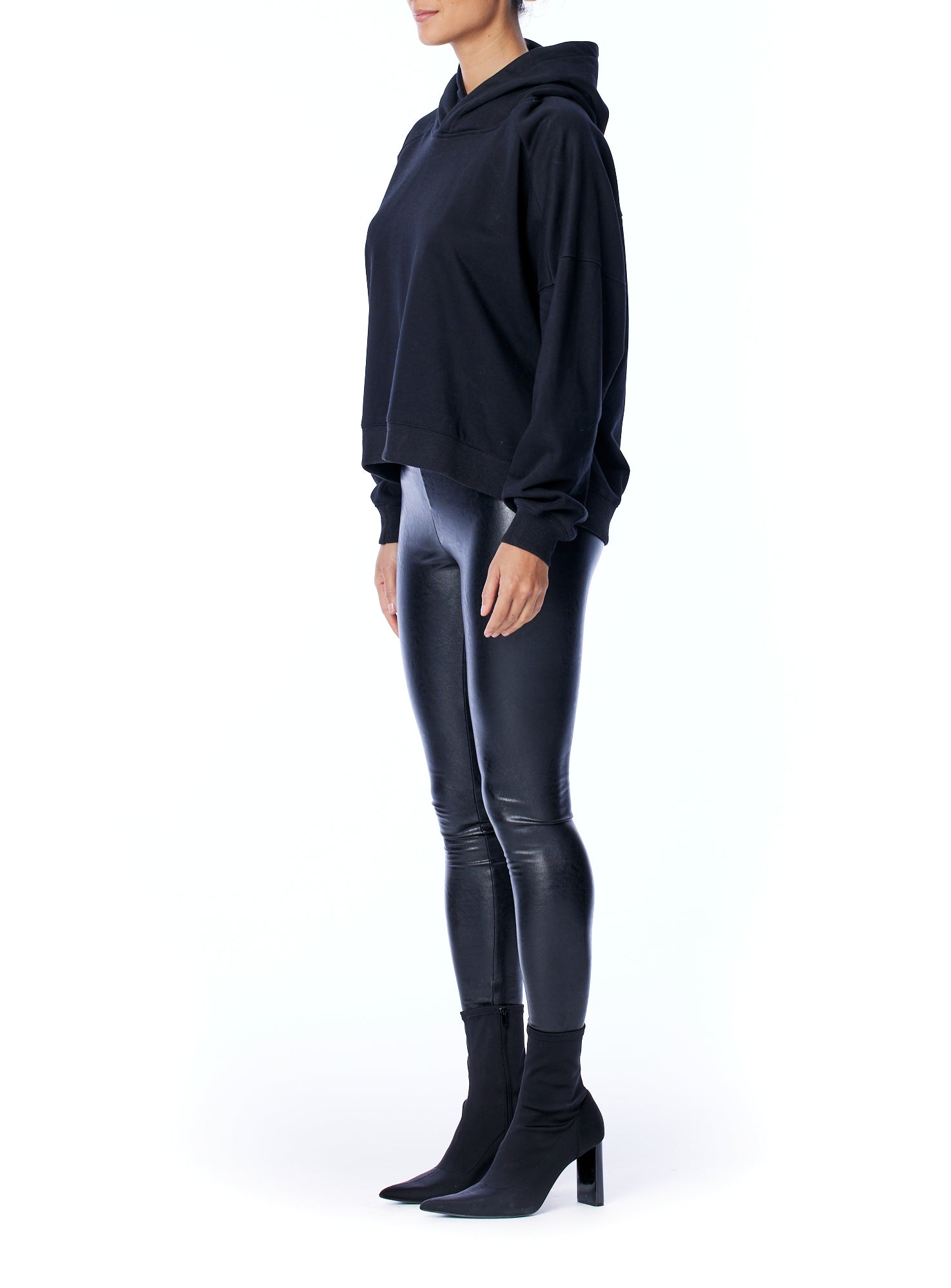 Hoodie with long sleeves, hood, arm seam detailing, ribbed hem and cuffs in black