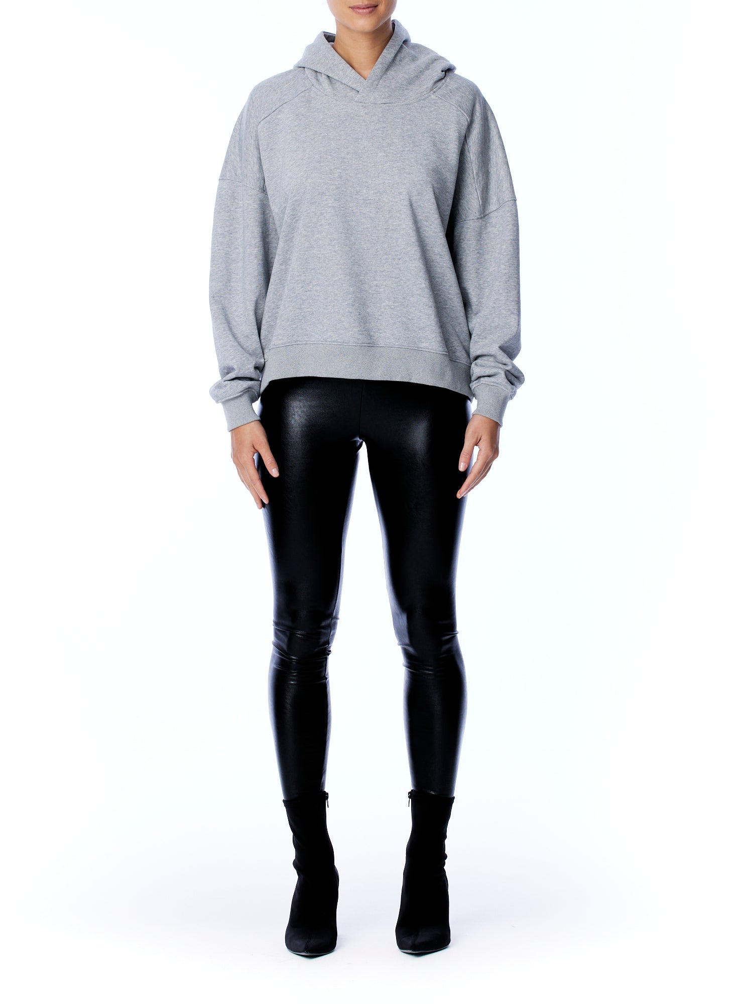 Hoodie with long sleeves, hood, arm seam detailing, ribbed hem and cuffs in heather grey