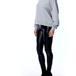 Hoodie with long sleeves, hood, arm seam detailing, ribbed hem and cuffs in heather grey