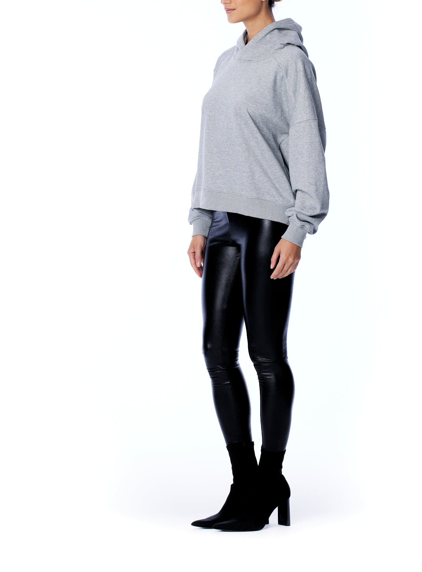 Hoodie with long sleeves, hood, arm seam detailing, ribbed hem and cuffs in heather grey
