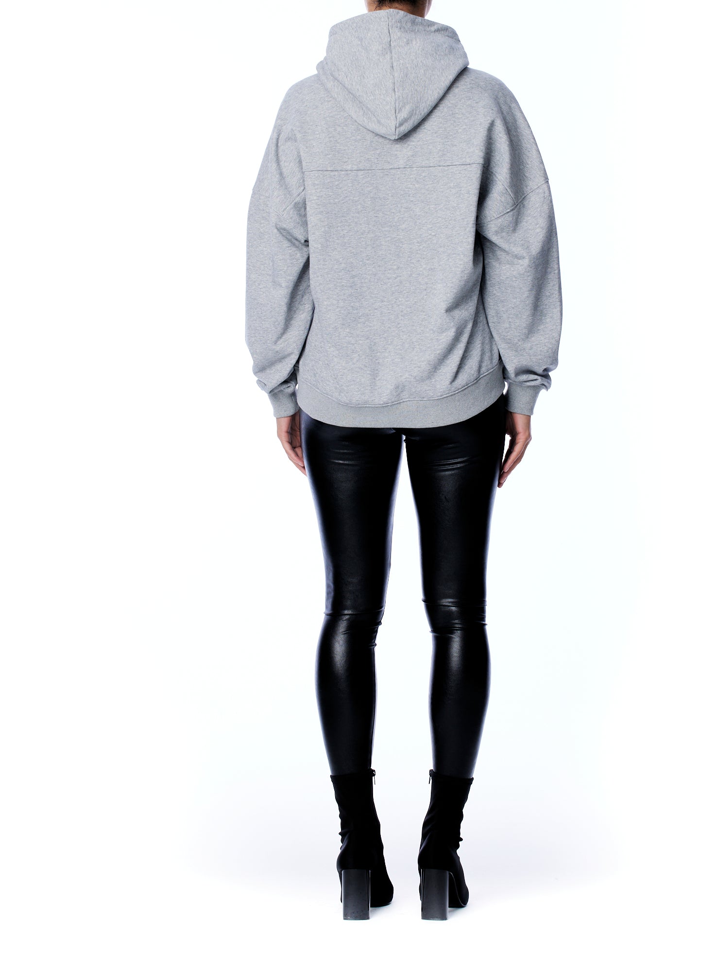 Hoodie with long sleeves, hood, arm seam detailing, ribbed hem and cuffs in heather grey