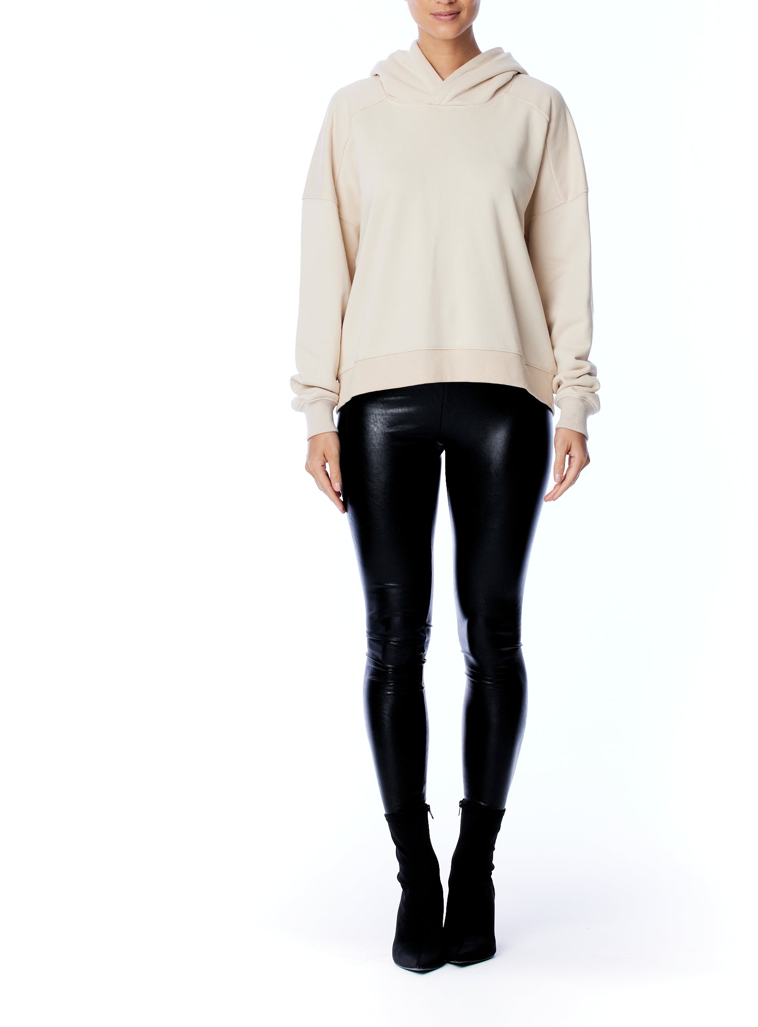 Hoodie with long sleeves, hood, arm seam detailing, ribbed hem and cuffs in sand