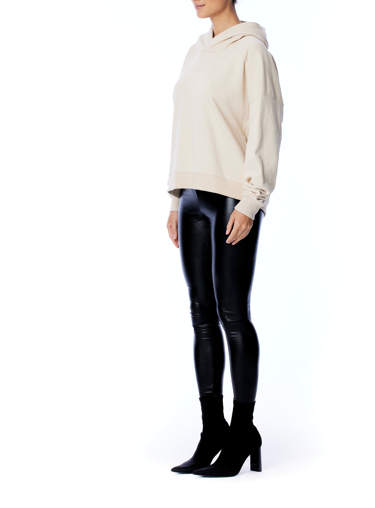 Hoodie with long sleeves, hood, arm seam detailing, ribbed hem and cuffs in sand