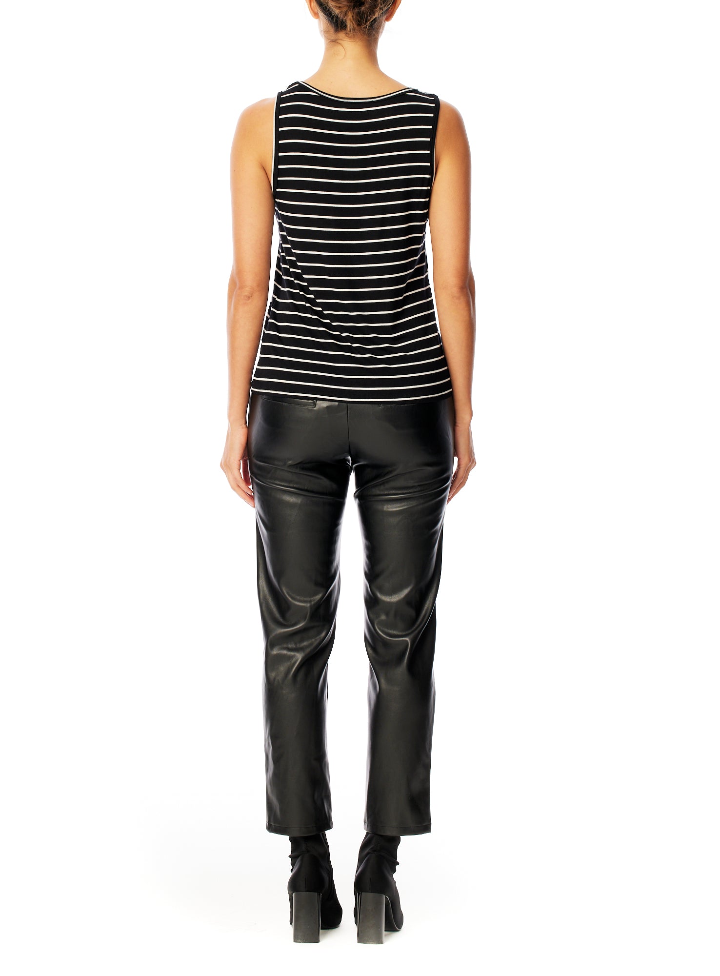 Classic scoop neck tank top in black and white stripe