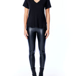 classic V-neck t-shirt made with all vegan fabric in black