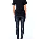 classic V-neck t-shirt made with all vegan fabric in black