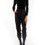 ribbed long sleeve bodysuit with a crew neck and flattering open back with a single strap mid back 