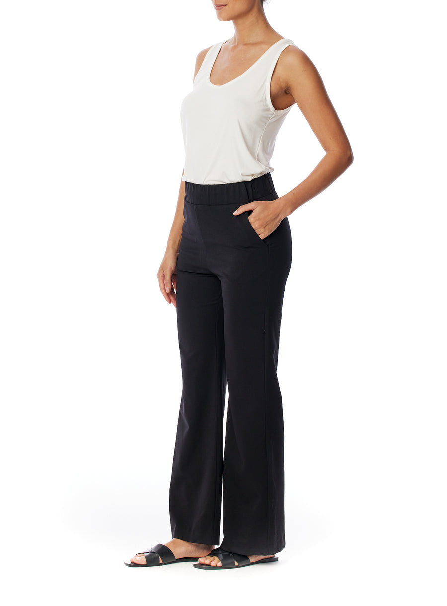 Wide-leg pants by LBLC the label with an elasticized waist and side pockets in black